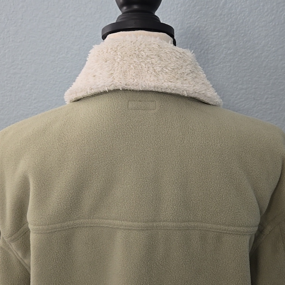 FAHERTY High Pile Fleece Lined Trucker Jacket Sz Large In Sea Grass Green - Picture 10 of 16